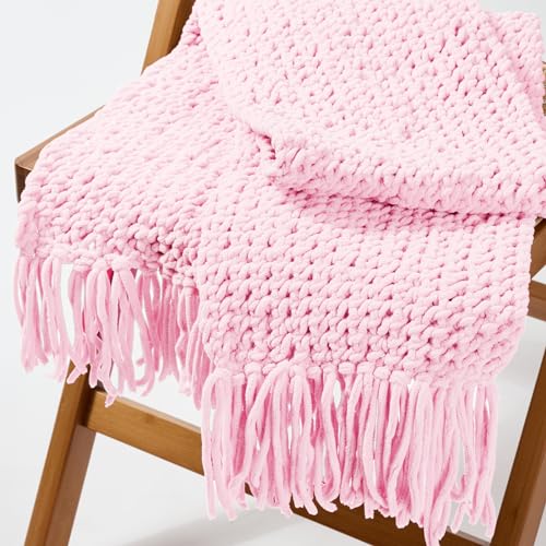 Image of INNDUN Blanket Yarn 3 Pack of 100g /3.5oz - Pink Chenille Yarn 6 Super Bulky - Knitting, Crocheting & Crafts Chunky Yarn
