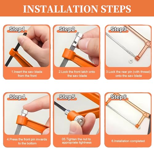 Petite Scie à Métaux, Scie à Bois Manuelle Mini Hand Saw avec 10 Lames de Scie Interchangeables pour Couper Métal Plastique Bois – Image 5