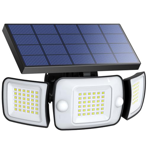 intelamp Solar Outdoor Lights,6000mAh Motion Sensor with Dual Sensors,Waterproof Solar Flood Lights 270°Wide Angle for Outside with 3 Modes