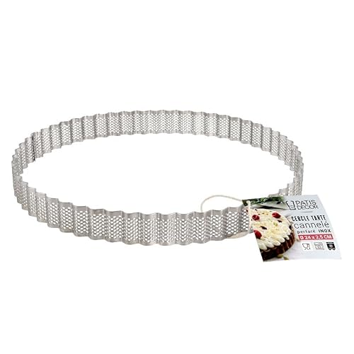 Cercle à tarte cannelé perforé inox H 2,5 cm Ø 24 cm
