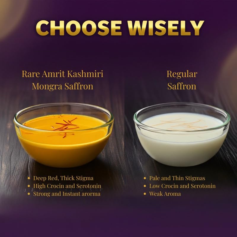 Image of Rareamrit Authentic Rare Kashmiri Mongra Saffron 2g, Pure Kesar, Saffron /Kesar for Pregnant Women, Kids, Biryani, Milk & Enhances Skin Health, Rich Aroma & Flavour,Hand Harvested & Sun Dried