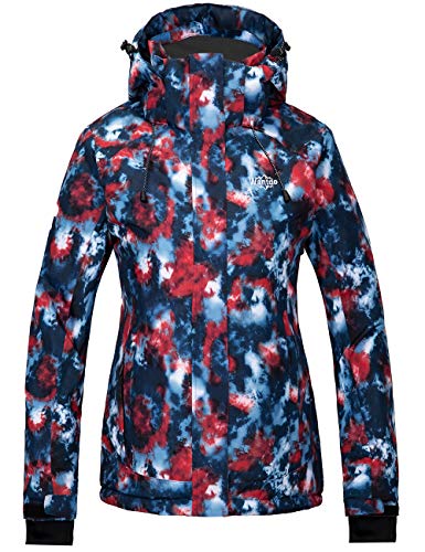 Wantdo Women's Waterproof Ski Jacket Windproof Parka Rain Jacket Navy L