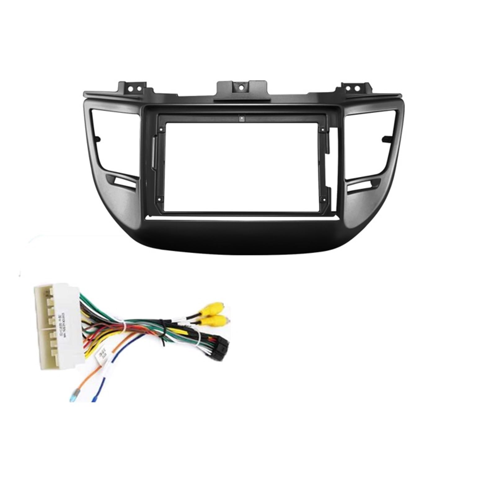 JKELPV Car Radio Frame Kit Fit For HYUNDAI TUCSON 2015-2017 9'' Car Radio Player Panel Frame Dashboard Cover Radio adapter(LHD Frame A Cable B)
