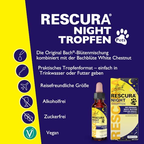 Bach RESCURA Pets Bachblüten Tropfen Set für Tag & NachtI 2x10 ml I Bachblütenmischung für Katzen, Hunde, Pferde und andere Haustiere I ehemals Rescue das Original