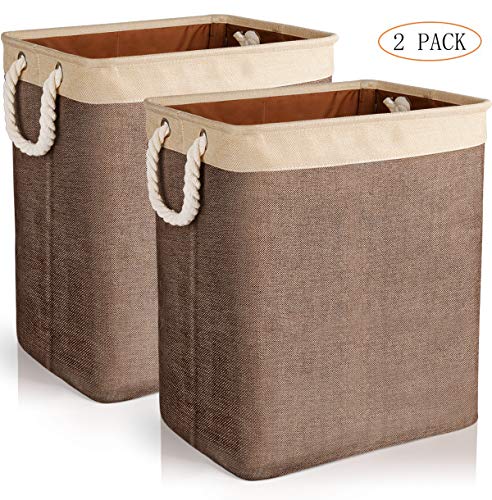 JOMARTO Laundry Baskets with Handles, 2 Pack Collapsible Linen Laundry Hampers Built-in Lining
