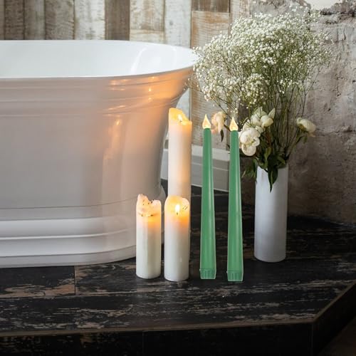 6 Velas Cónicas LED sin Llama Color Verde a Pilas para Decorar el Hogar 4