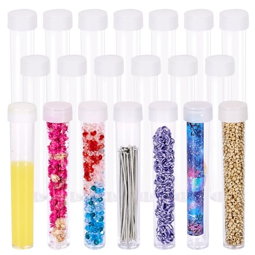 Image of Magibeads 20Pcs Clear Tube Plastic Bead Containers with Lids 2.99 x 0.53 Inches Travel Size Seed Bead Cylinder Bead Organizer Box Diamond Painting Storage Containers for Jewelry Making