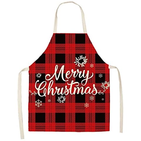 Corlidea Christmas Kitchen Apron with Plaid Design Cover