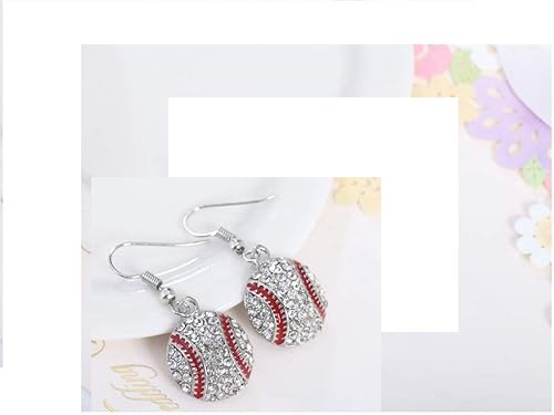 Miniatura 4 de Aretes colgantes de esmalte de cristal de béisbol y softball para niñas
