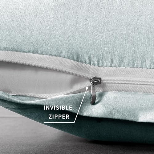 Image of 2 Pack Microfiber Queen Zipper Pillowcases, Soft Comfortable Not Shrink Light Blue Pillow Case, Breathable Pillow Cases Set of 2 (20x30 Inches)