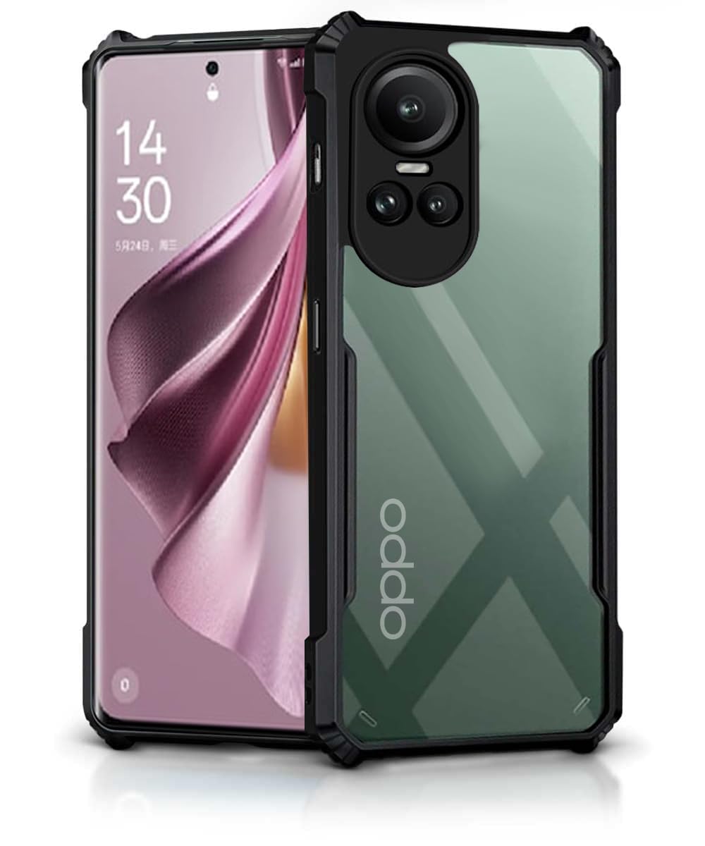 Casodon Shockproof Crystal Clear Back Cover Case for Oppo Reno 10 5G | 360 Degree Protection | Protective Design | Transparent Back Cover Case for Oppo Reno 10 5G (Black) (B0CD3SWHQB) Amazon Price History, Amazon Price Tracker