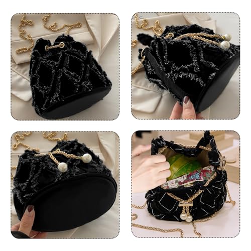 Image of Denim Bucket Bag, Denim Purses for Women, Drawstring Jean Crossbody Shoulder Purse Hobo Bag, for Commuting, Shopping, Dating