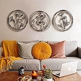 【Regalo significativo】 Es ideal como regalo para inauguración de una casa, bodas u otras ocasiones especiales. Juego de decoración de pared de metal, árbol de arte de pared de metal, decoración de pared de dormitorio, arte de pared de sala de estar, decoración de pared grande, floral, regalo de inauguración de la casa.