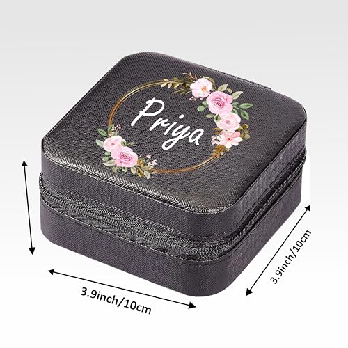 Image of P Arts Personalised Mini Jewellery Organizer for Women - Custom Name Rakhi Gift for Sister | Rakshabandhan Special Jewelry Storage Box, PU Leather Travel Case