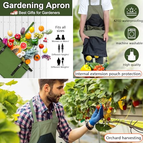 Gardening-Apron-Harvest-Apron-Gardening-Gifts-for-Men-Gardening-Apron-with-Pockets-for-Women-Green