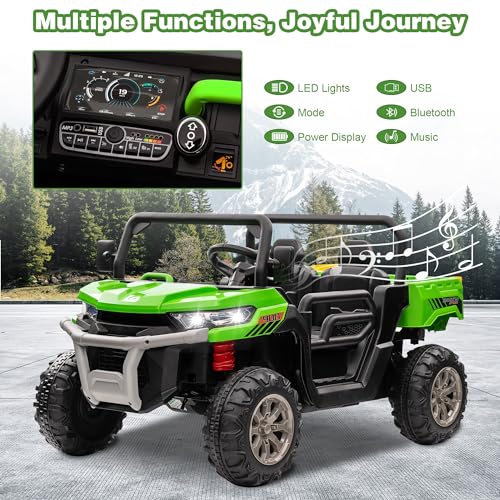 COLOR TREE 24V 2 Seater Ride On Dump Truck for Kids with 2x200W Motors, Electric Dump Bed and Shovel, Ride on UTV Car with Remote Control, EVA Rubber Tires, Ride On Toys for Boys Girls - Thumbnail 4