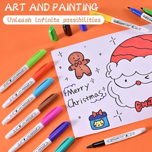 Image of Permanent Markers Assorted Colors Set, 12 Colored Markers 12 Pack, Fine Point,Works on Wood, Plastic, Metal, and More, for Adults, Artist, Teacher, Kids