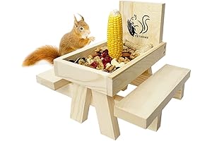 Squirrel Feeder for Outside and Garden, Funny Squirrel Picnic Table Feeder with...