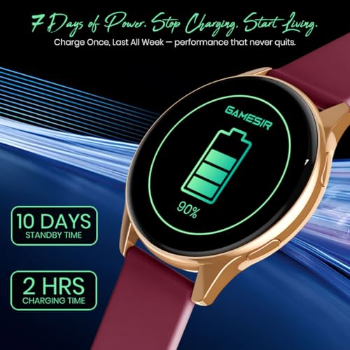 Image of GameSir Active 2 Smartwatch for Men & Women with 1.39 inch HD Round Display, Bluetooth Calling, Heart Rate & SPO₂ Monitor, 100+ Sports Modes, IP67, Long Battery Life for Android & iOS (Maroon)