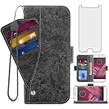 Asuwish Compatible with Moto Z2 Play Wallet Case Tempered Glass Screen Protector Card Holder...