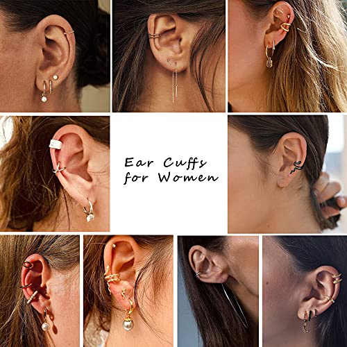 CASSIECA Women's Adjustable Non-Piercing Ear Cuffs Earrings Clip On Cartilage Helix Wrap Ear Jewelry Set4