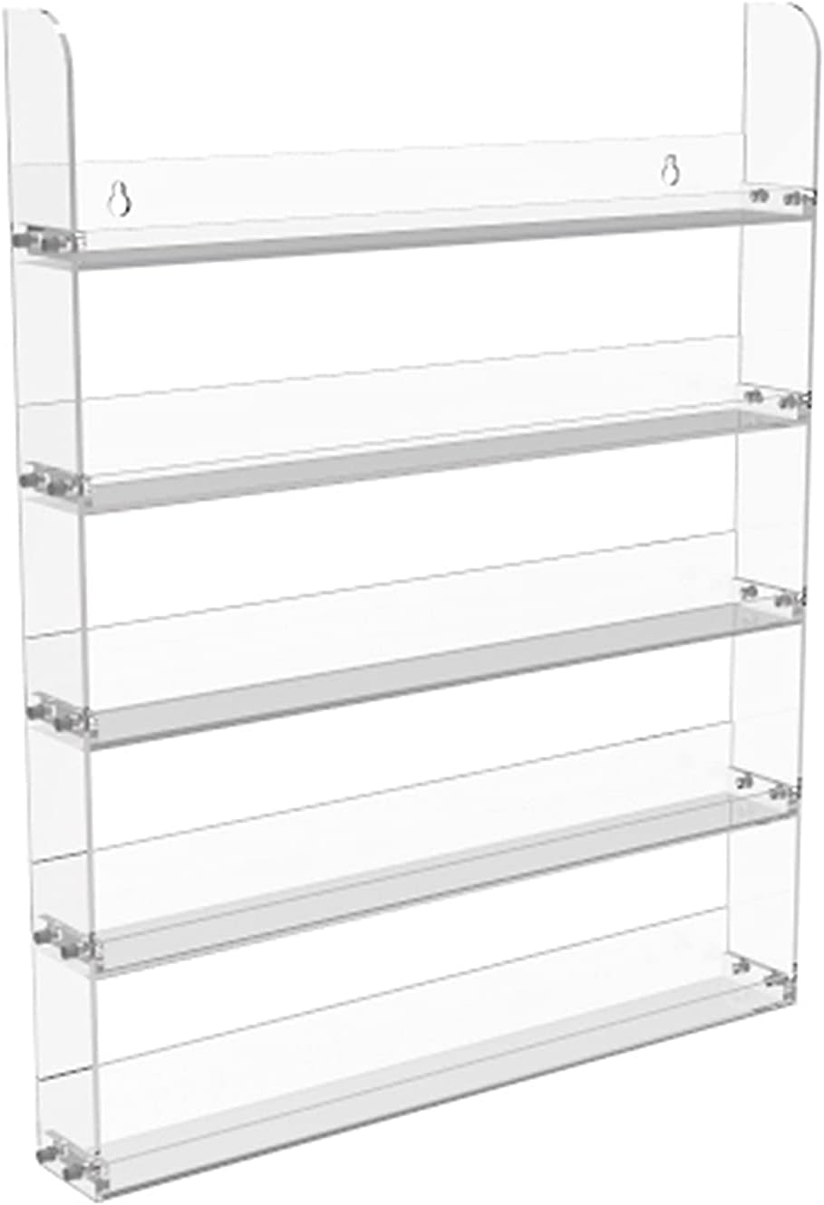 FixtureDisplays® 15.9" x 20.0" x 7.0" Countertop & Wall Mount Display Rack for Nail Polish, 5 Open Shelves, Acrylic - Clear 19395NEW-NPF