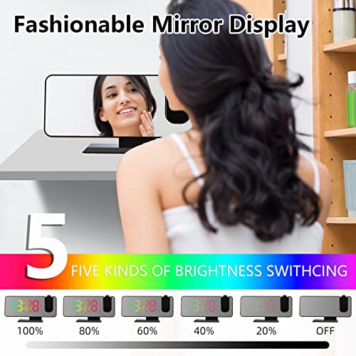 Warbler Projection Alarm Clock For Bedroom Ceiling, Large Display Rgb Mirror Alarm Clock Led Projectable Clock For Bedroom With Ceiling Projection, Dual Alarms With Usb Charger Port,12/24H, Snooze #TOP5