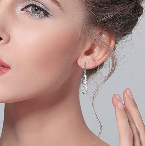 EVER FAITH Women's 925 Sterling Silver 1.8 Inch Simple Open Filigree Tear Drop Hook Dangle Earrings - Image 2