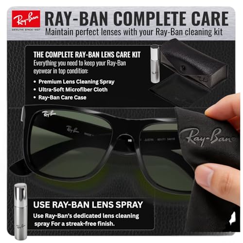 Image of Ray-Ban RB4165F JUSTIN CLASSIC LOW BRIDGE FIT Square Shape Sunglasses for Men with Official RayBan Eyewear Kit