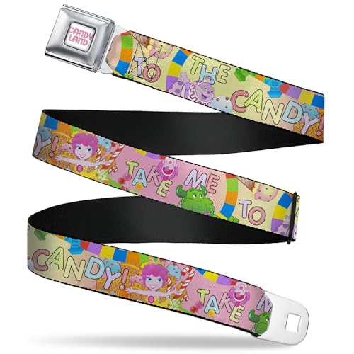 Hasbro Belt, Seatbelt Buckle Belt, Candy Land Take Me To The Candy Character Collage Multi Color, 24 to 38 Inches