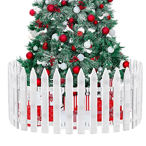 URATOT 20 piezas de plástico blanco grueso cerca de árbol de Navidad, mini valla decoración para Navidad, boda, fiesta, jardín, hogar, 12 pulgadas