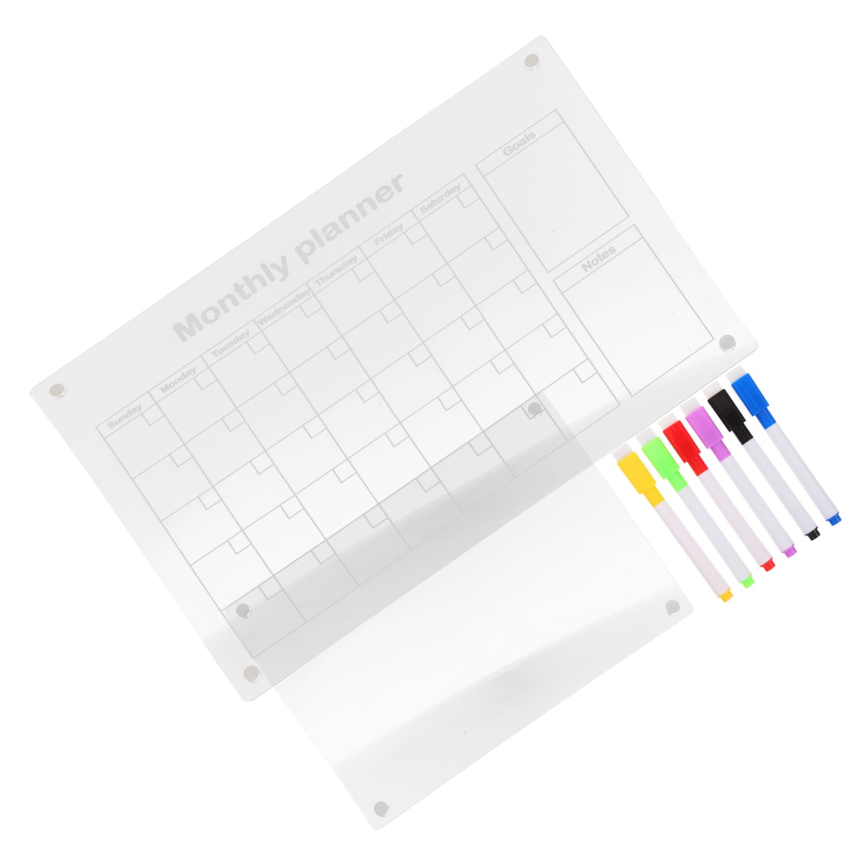 Magnetischer Acryl Kalender Kühlschrank Planer Wiederverwendbares Dry Erase Whiteboard mit Whiteboard-stiften Wochenplaner Haushaltsplaner Notizenboard