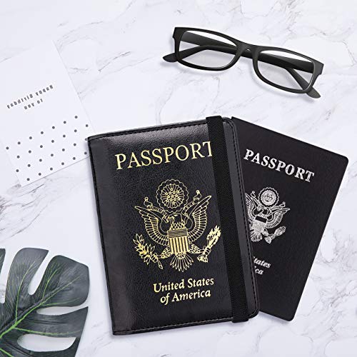 Image of WALNEW Passport Holder for Travel, RFID Passport Cover Wallet for Women Men, PU Leather Passport Book Card Holder Case with Pen, Travelling Essentials for Flying