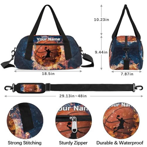 Personalized Cartoon Soccer Kids Duffle Bag Dance Gym Basketbal Print Sports Bag Suitcases for Boys Lightweight Overnight Weekender Travel Carry On Bag for Teen Boys Girls Sports Custom Kids Gifts3