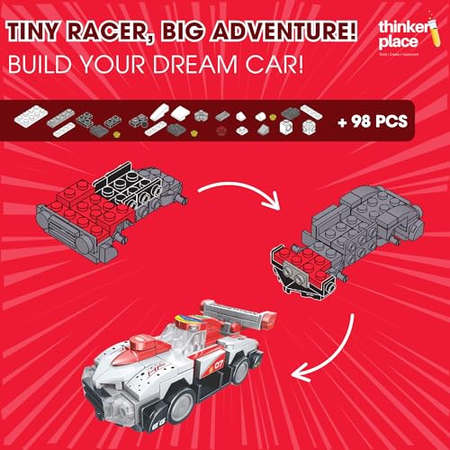 Image of 8-in-1 Super Racing Car White Star (98 Pieces) | Learn About Speed | Building Block Set for Kids Age 6+ | STEM Educational Toy | Build, Collect & Create Robot | Science & Learning Toy