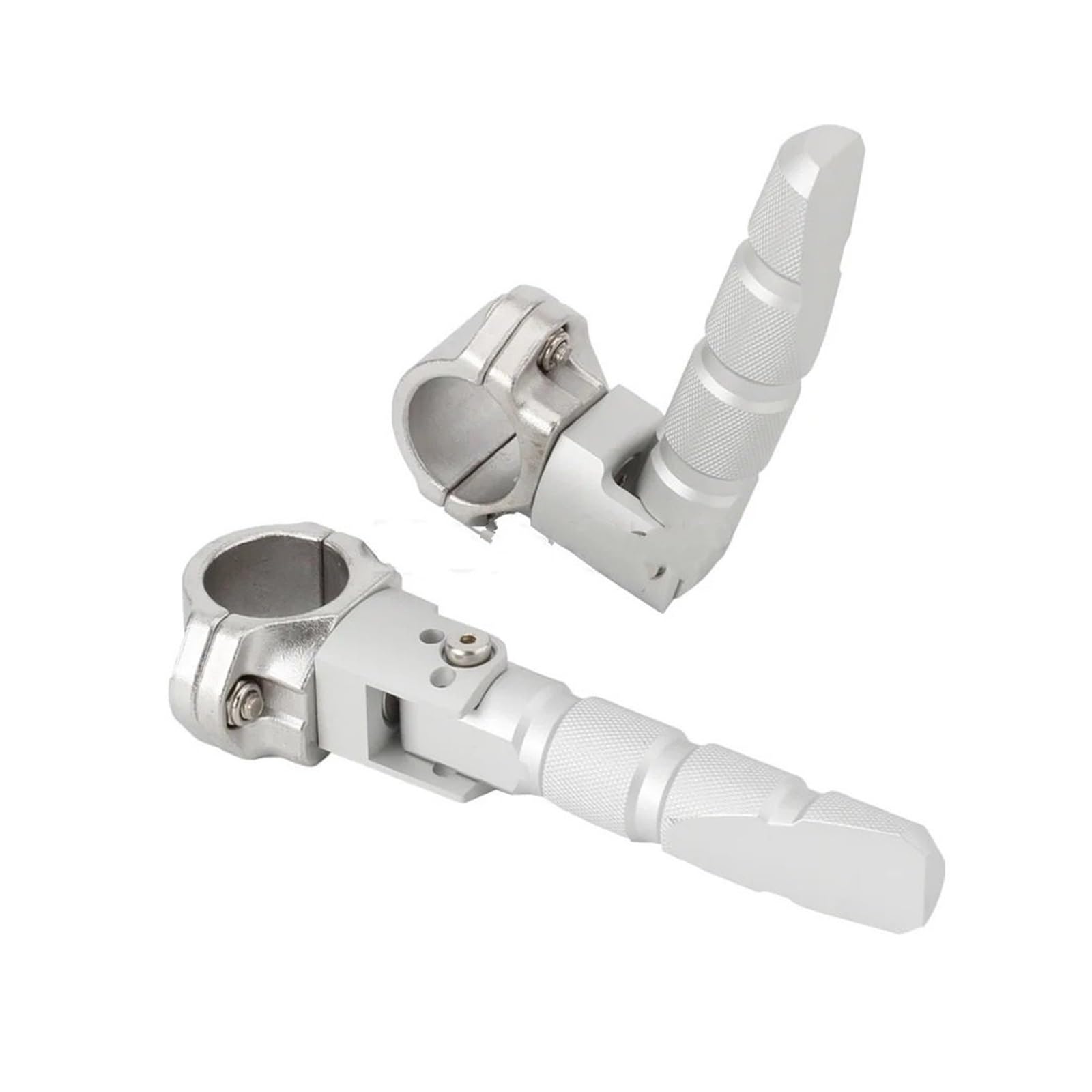 Podnóżki motocyklowe 22mm 25mm 27mm 32mm Uniwersalny Motocyklowy Podnóżek Autostradowy 360 Obrotowy 7/8 1 1,25-calowy Podnóżek Pasuje Do Większości Modeli Gumowych podnóżków(Silver)