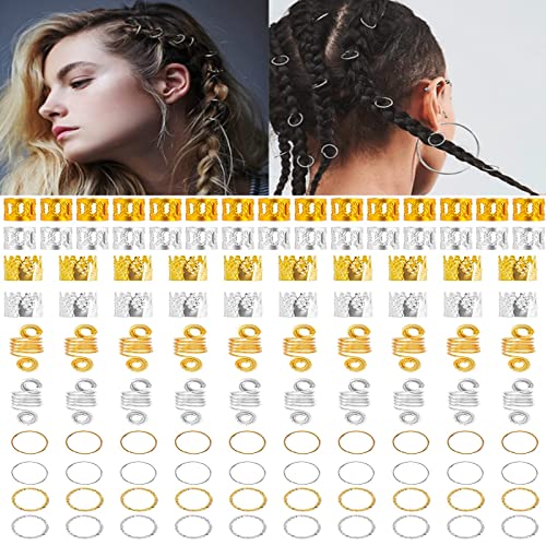 110 Pieces Hair Jewelry Rings Decorations Pendants, Dfsuiwk Dreadlock Jewelry Aluminum Metal Hair Cuffs Decorations Pendants Beads Metal Cuffs Hair Decorations Rings Clips for Women