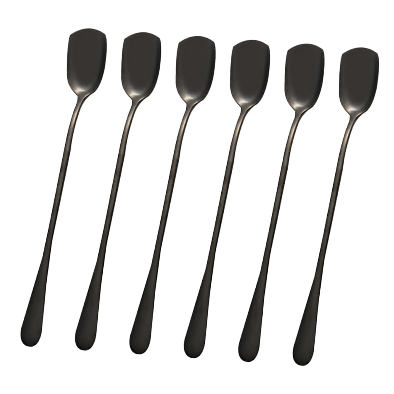 FUNOMOCYA 6pc Stainless Steel Ice Cream Spoons Long Handle Stirring Spoons for Tall Glasses Snow Cones