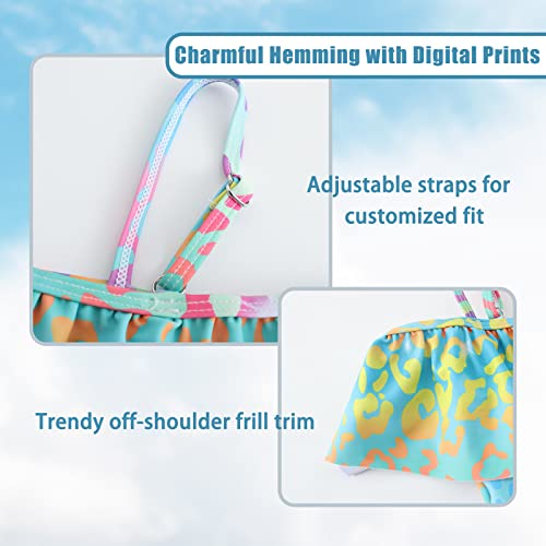 Image of Girls One Piece Swimsuits Off Shoulder Bathing Suit for Kids Hawaiian Swimwear 3-16 Years