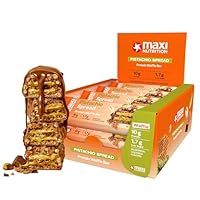 MaxiNutrition Pistachio Spread Protein Waffle Bar, 26% Eiweiß, 199 kcal, (12 Eiweißriegel x 39g), Ohne Zuckerzusatz