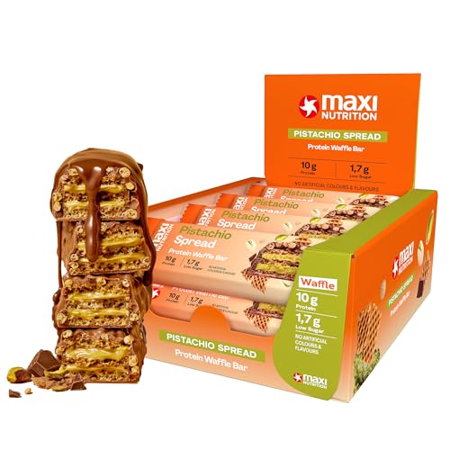MaxiNutrition Proteinriegel Pistachio Spread Protein Waffle Bar, 26{6619c7470cc7283c18d891912d425c48f77d96fbe27762cfafd2366a030adcac} Eiweiß, 199 kcal, (12 Eiweißriegel x 39g), Ohne Zuckerzusatz MaxiNutrition Proteinriegel Pistachio Spread Protein Waffle Bar, 26{6619c7470cc7283c18d891912d425c48f77d96fbe27762cfafd2366a030adcac} Eiweiß, 199 kcal, (12 Eiweißriegel x 39g), Ohne Zuckerzusatz