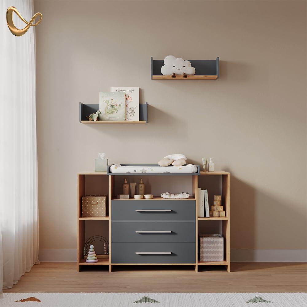 Livinity Commode à Langer Torino, Anthracite/Sonoma, XL avec tiroirs