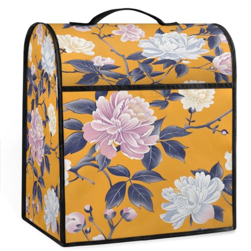 Coffee Maker Cover Yellow Peony Kitchen Appliance Covers Small Appliance Covers Blender Cover Juicer Cover Dust Covers for Kitchen Appliances with Top Handle and Pockets,Washable,B381
