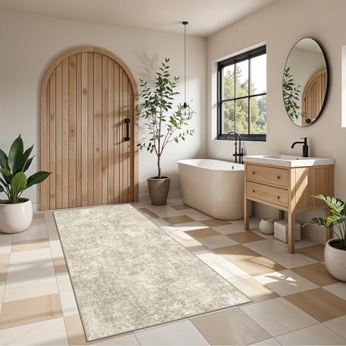 Kitchen Runner Rug 3x6 Washable - Modern Abstract Non Slip Stain Resistant Rugs for Entryway Soft Durable Bedroom Hallway Carpet Indoor Ultra-Thine Home Decor Floor Mat for Bathroom 3x6 Beige Brown