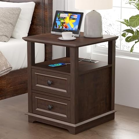 REDAYFUR 24" Nightstand with Charging Station Cover