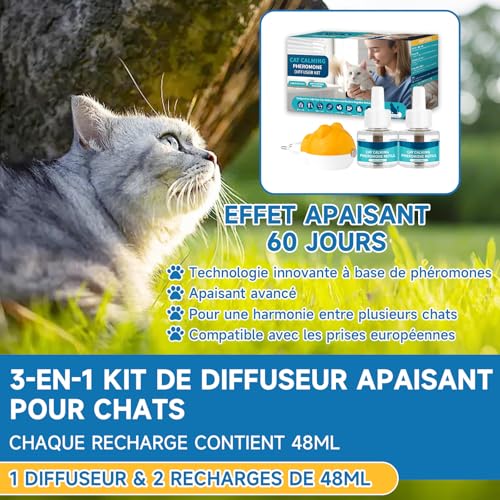 Diffuseur pheromones chat compatible universel anti-stress et anxiété