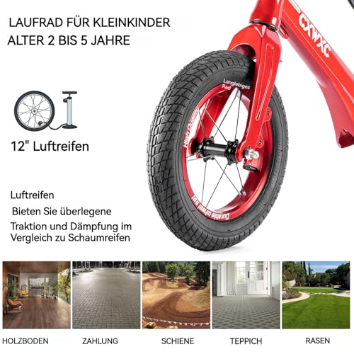 CXWXC Laufrad ab 2 Jahre Einzigartiger Magnesiumlegierung 12 Zoll Kinder Laufrad Tragfähigkeit von 30 kg Laufräder für 24-60 Monate Balance Bike – Bild 5