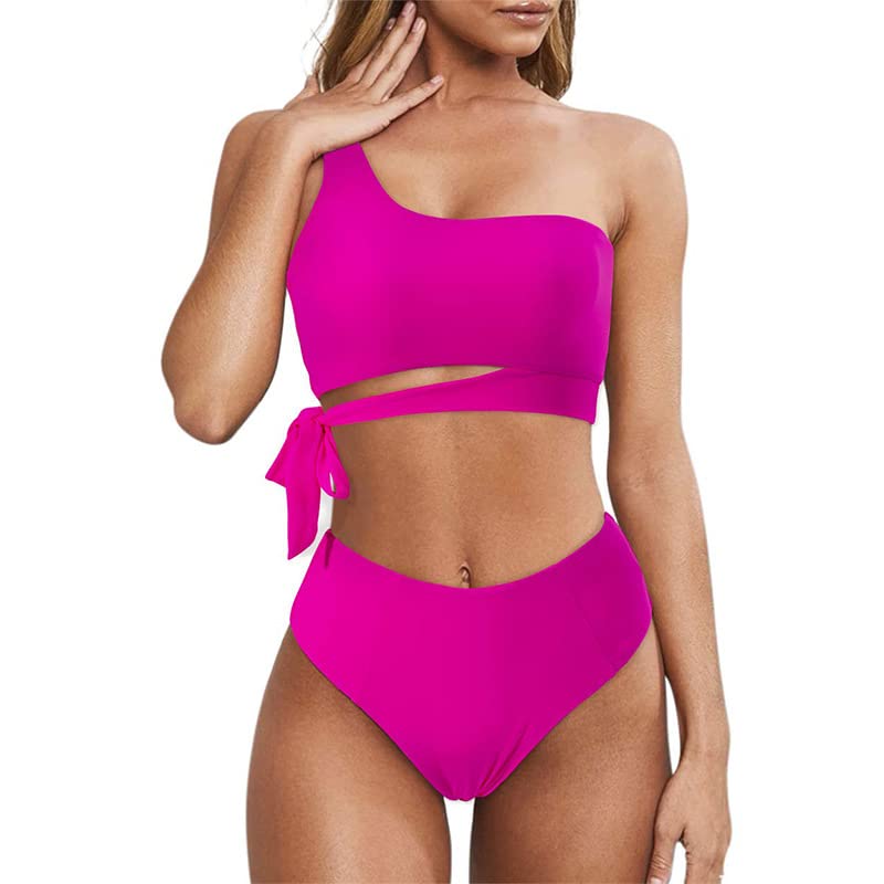 Asegrl Women's Two Piece Swimsuit 2023 Sexy Push Up Bikini Sets Halter High Waist Tummy Control Swimwear with Bottom