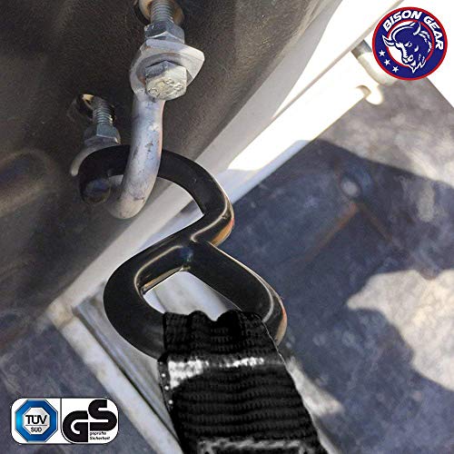 Ratchet Tie Down Straps 20Ft 4 Pack By Bison Gear® Uv Resistant 2200Lb Heavy Duty Cargo Straps With Ergonomic Rubber Grips & Coated Deep S Hooks - Safety Standards Certified (Black) #TOP4