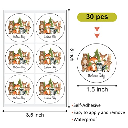 30 Pcs Woodland Animal Welcome Baby Baby​​​ Stickers Envelope Seals Labels Round Tags, Stamps Sticker For Gift Cards, Envelopes, Boxes For Holiday, Birthday, Christmas #TOP1